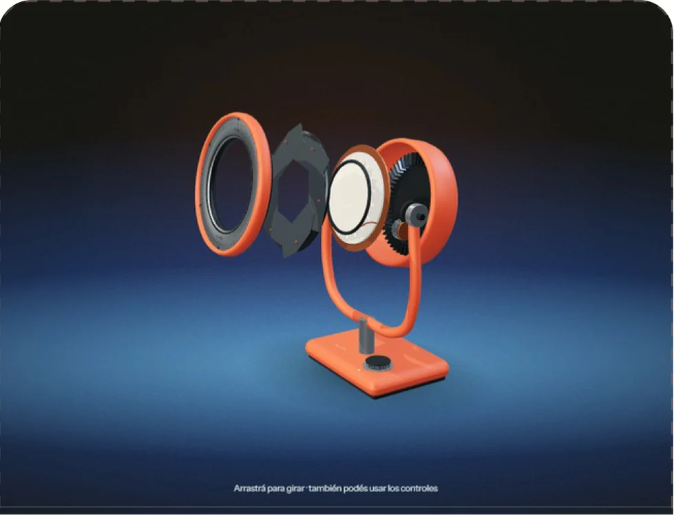 Pliego · the 3D viewer, exploded